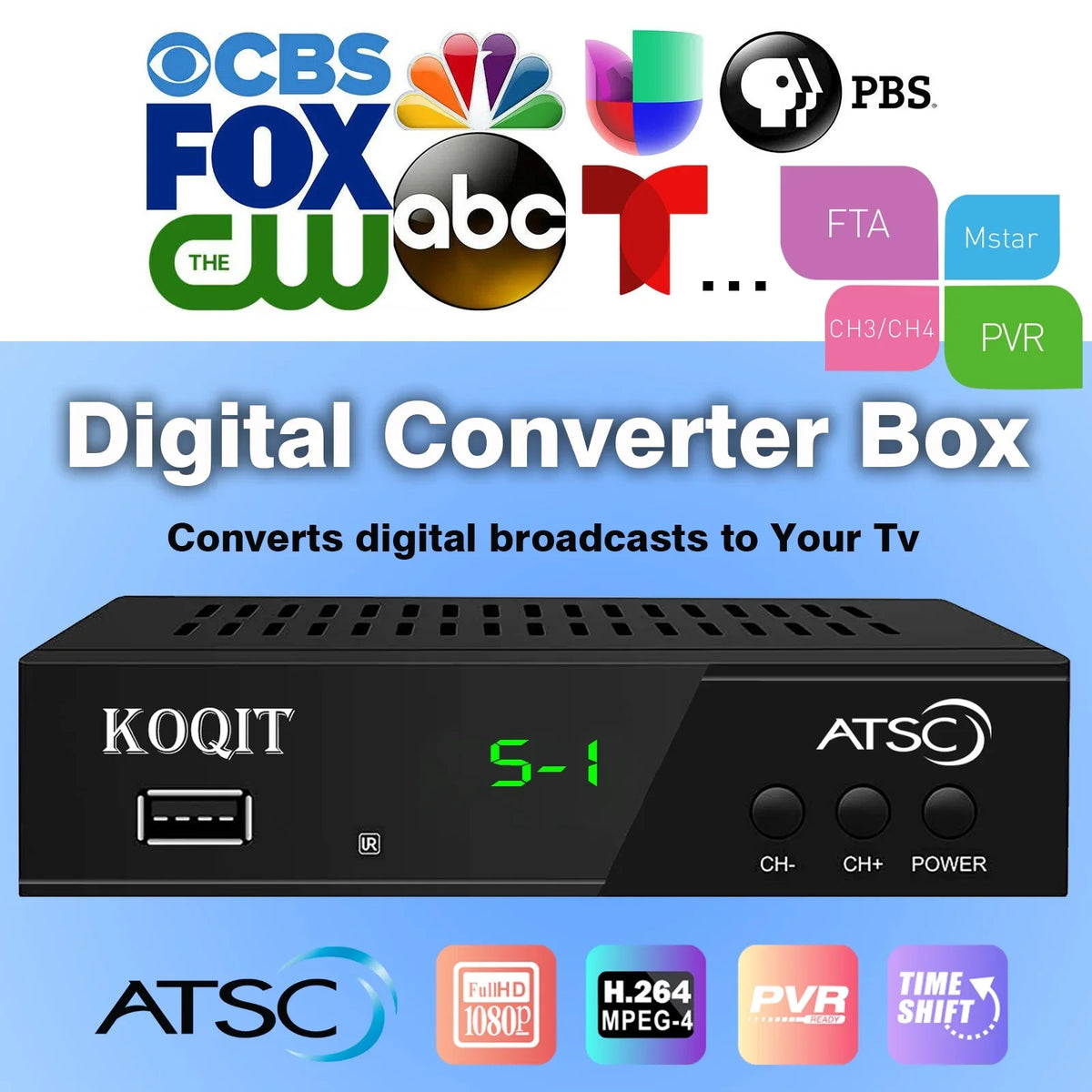 Digital Multimedia Recorders TV ATSC to tv Box, OTA USB, Clock HDMI Set Converter 12/24 to Hours, to Tuner Coax Box Box Digital Analog Top Digital,