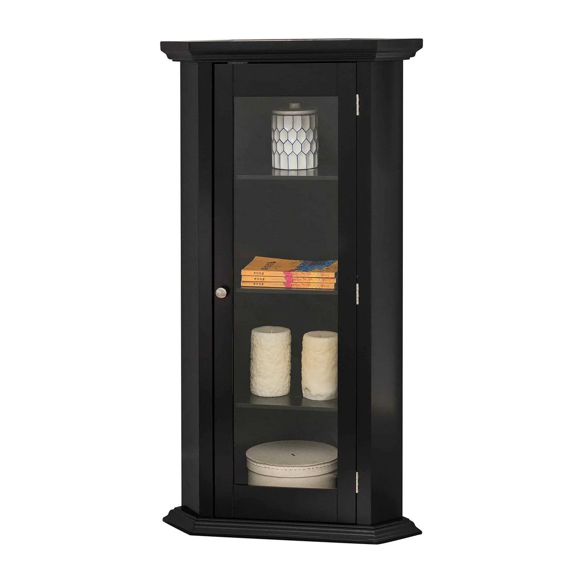 Accent Cabinet Black Furniture Corner Door K&B 1