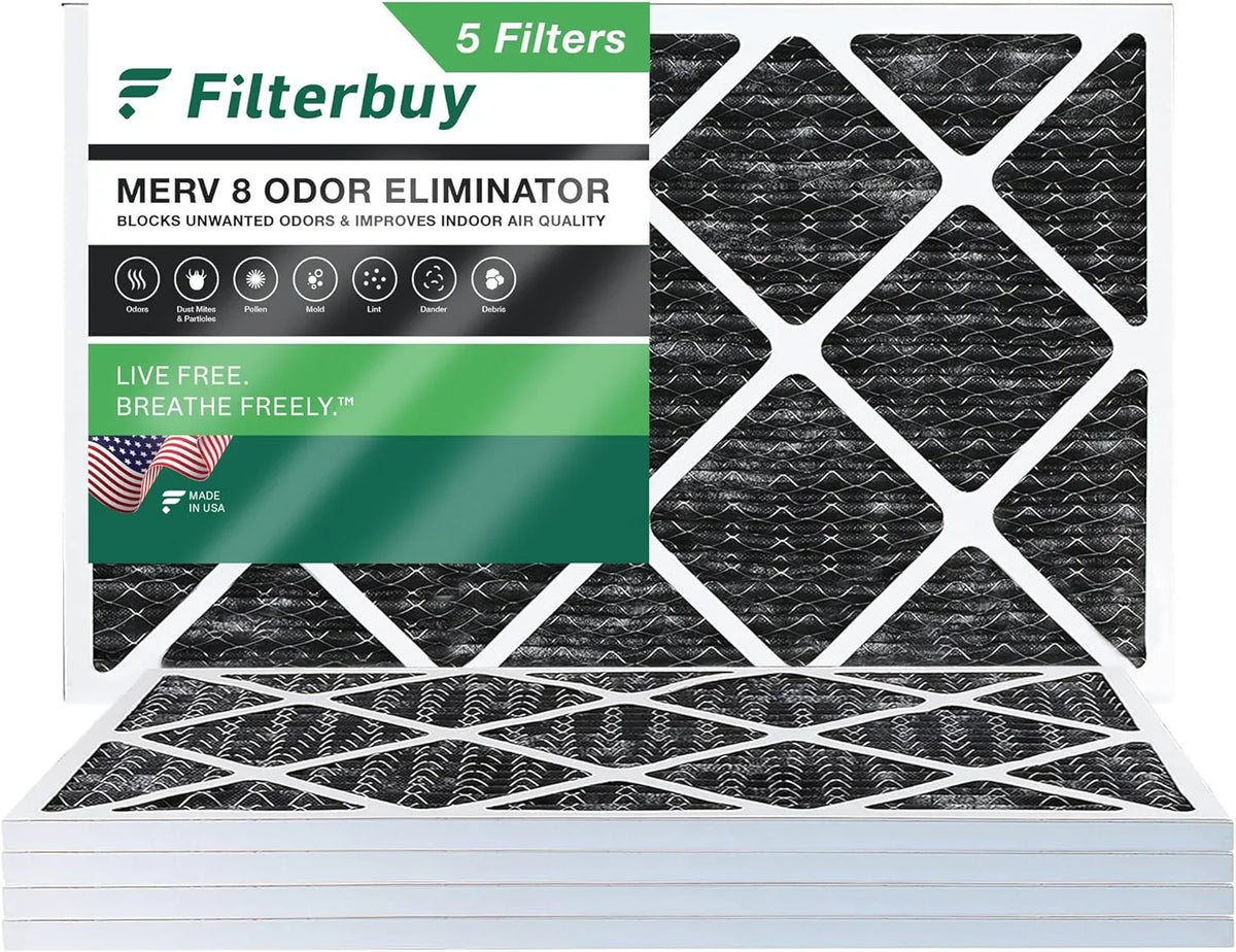 Odor HVAC 8 Filters MERV Eliminator with 12x20x1 Furnace (5-Pack) Pleated Carbon Activated Filterbuy AC Air