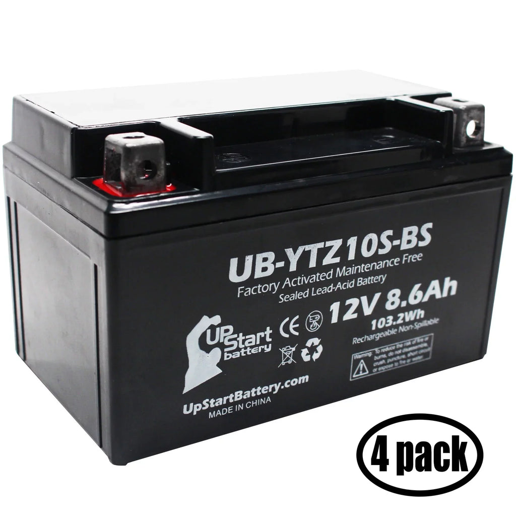 Battery Maxam Battery 250CC Factory Replacement Yamaha 12V, UB-YTZ10S-BS for 4-Pack Maintenance 2010 UpStart Activated, Scooter - 8.6Ah, Free,