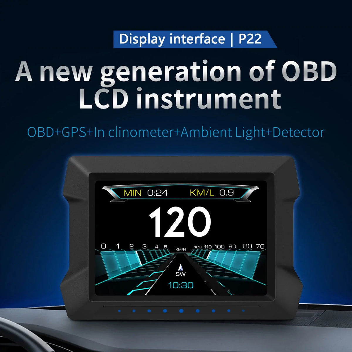 HUD for Overspeed Car Universal Vehicles Driving Digital Computer and Slope Multi-Functions Diagnostic Computer All Speedometer P22 Meter OBDⅡ Gauge, Trip Car