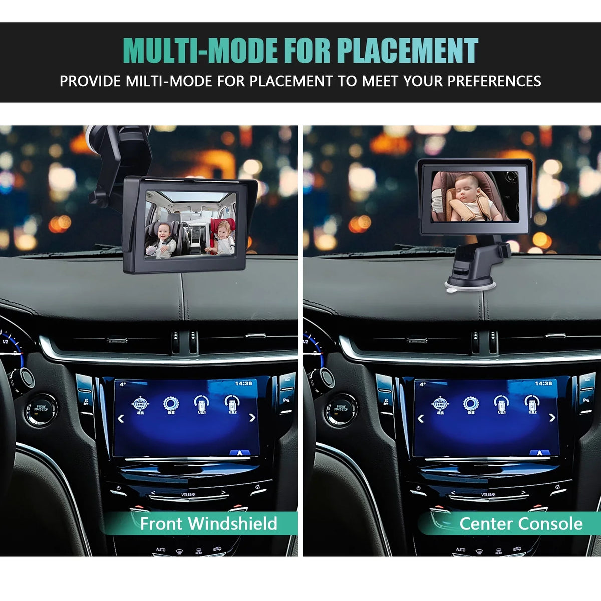 Car Length 1080P Car Safety with Clear Car 5M Angle Inch Cameras Cable Mirror Wide Long 4.3 Mirror Adjustable Seat View Crystal Mirrors Monitored