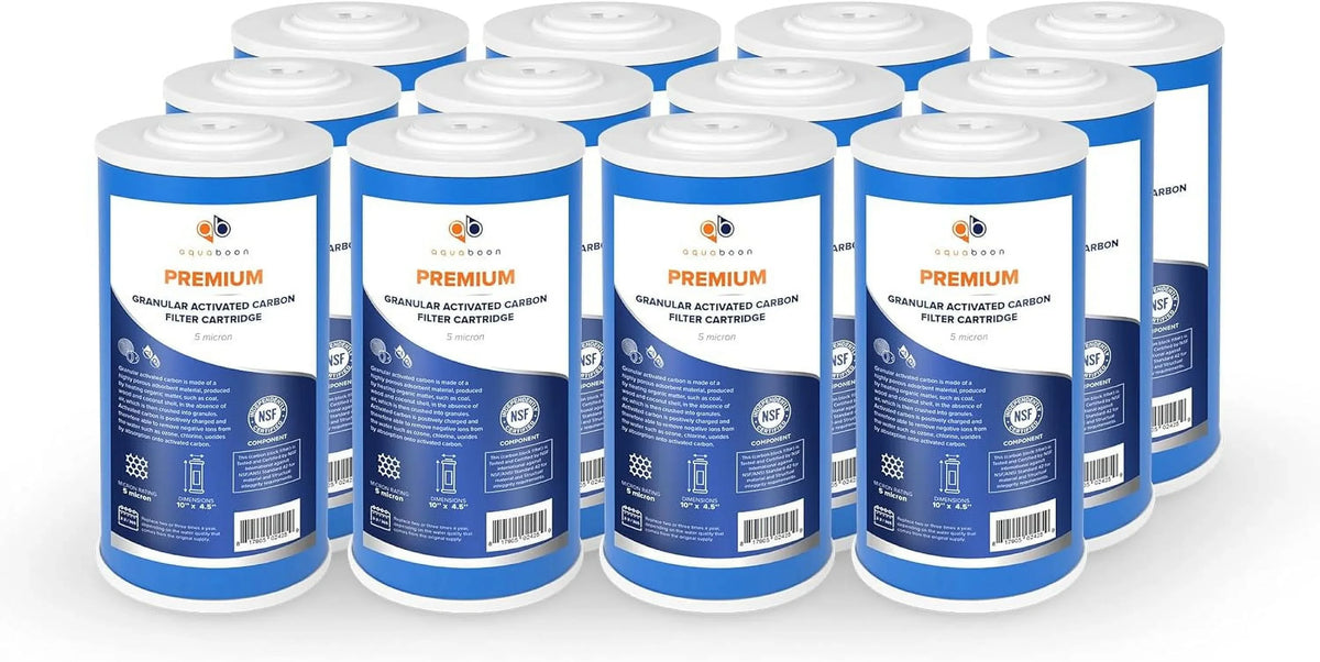 X Whole Filter 12-Pack emium (GAC) 5 liquid Coconut Replacement 4.5" Shell House Cartridge 10" Granular Carbon Micron Activated