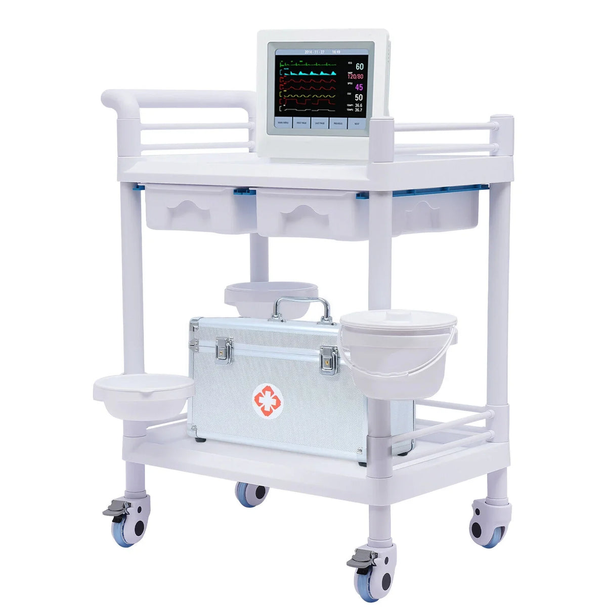 Hospital Spa Mobile Utility Clinic Rolling Salon 360°Rotate Beauty Spacious Salon Tier Cart Rolling Dental Trolley Trolley Beauty Cart, with Beauty Wheels for Trolley Spa 2