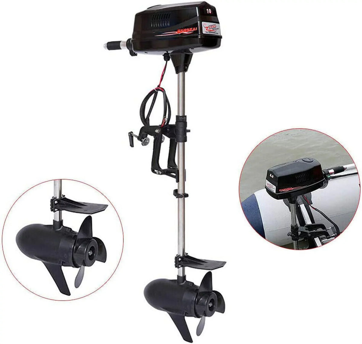 Heavy Fishing Boat 10HP Canoe Kayak Control Brushless Boat Trolling Engine Trolling Duty Engine Motor for Fishing Miumaeov 2200W Electric Outboard Motor Propeller Boat 60V Tiller Outboard