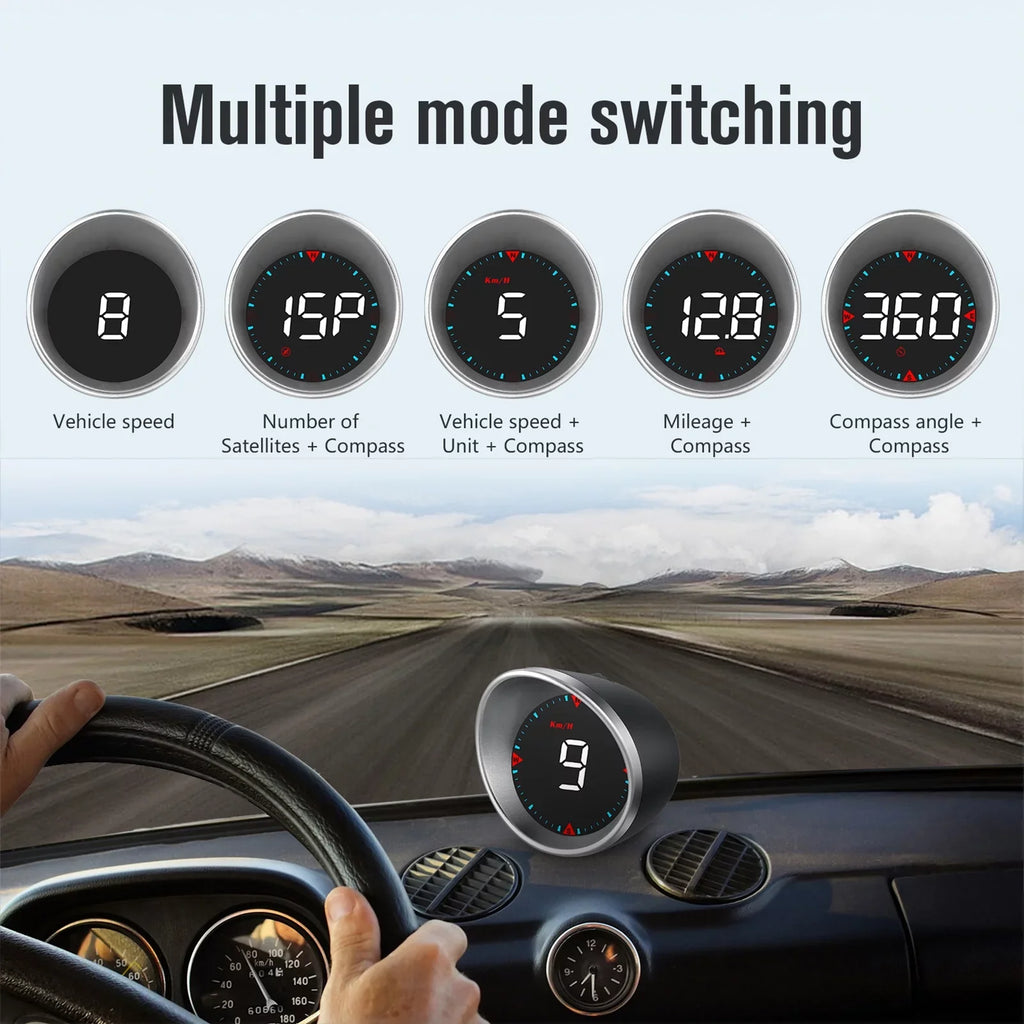 Driving Overspeed Digital and CarCar Mileage, Fatigue Display Compass Driving Angle, Display Arealer Head-up Speedometer