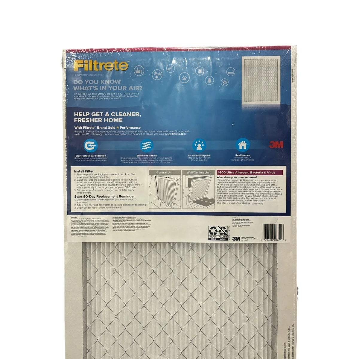 (1600 Pack) & Allergen Filtrete (4 Virus MPR), 14x25x1 Bacteria 2X Filter Ultra