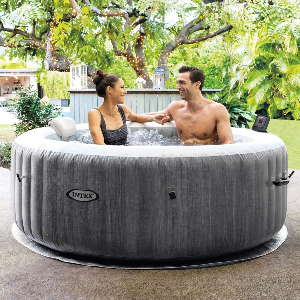 Inflatable Spa Greywood Jet Tub w/ Bubble Hot Intex Accessory Tray PureSpa
