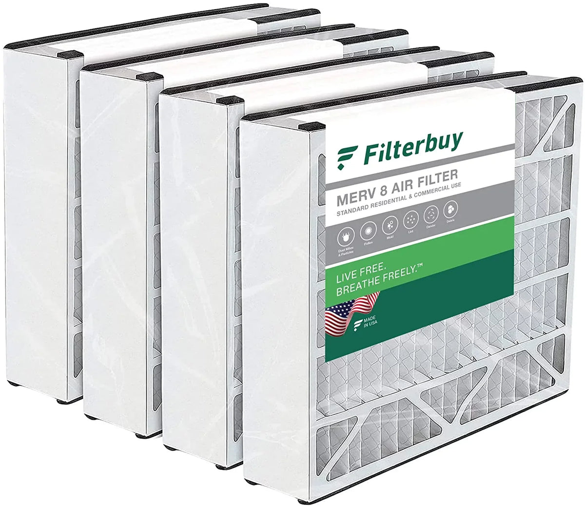 8 255649-105 MERV HVAC Air (4-Pack) Filterbuy for Furnace Pleated Filters Trion AC 16x25x5 Air Bear
