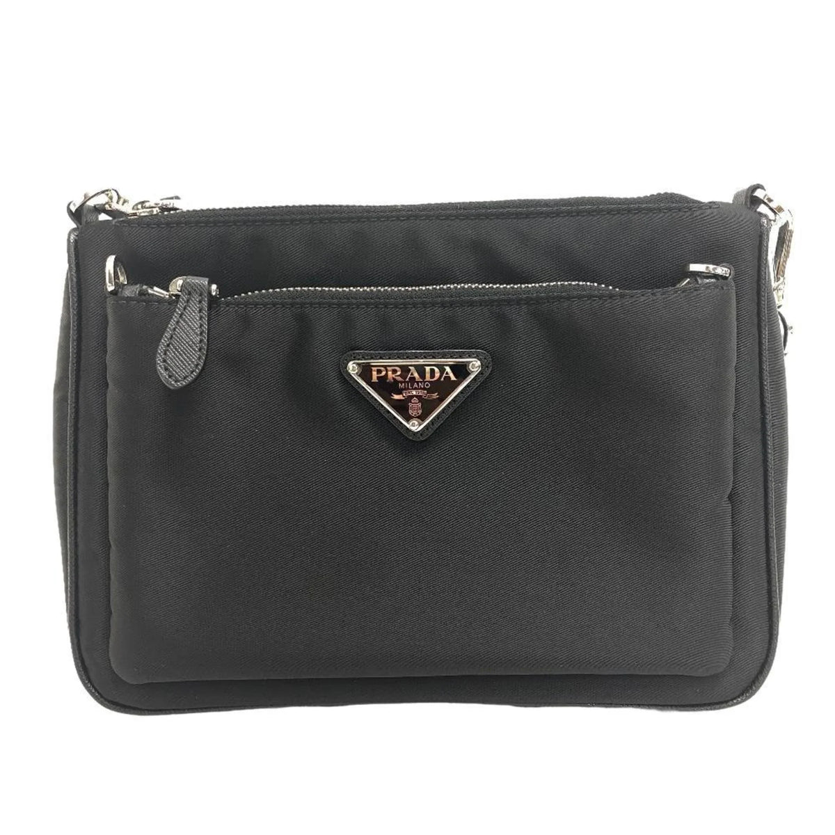 Shoulder (Good) Bag Tessuto Plate Black 1BH168 Women's PRADA Triangle Z0006302 Pre-Owned