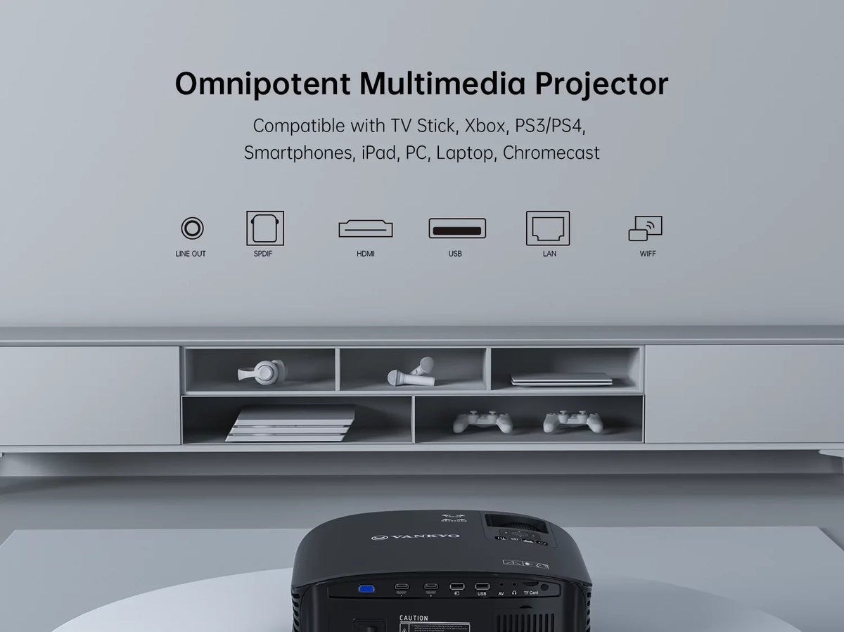 Leisure Portable Projector, Software VANKYO Movie, HD Projector, Built-in Office 510W connection Wireless with