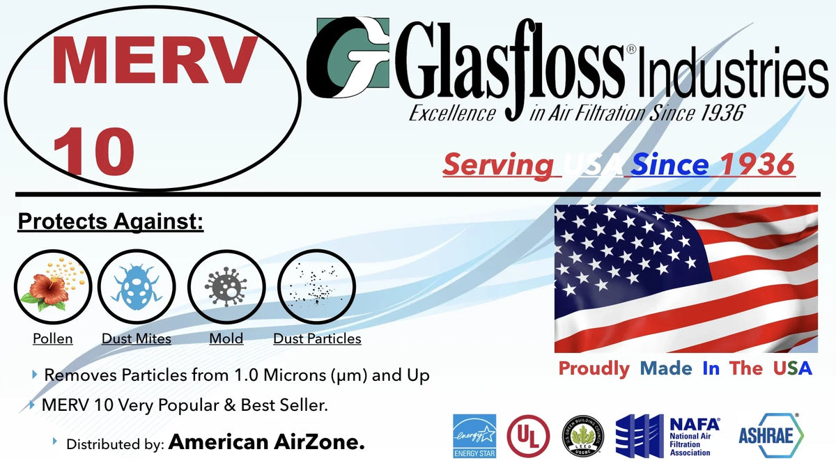 6) The - Home or - Furnace Filter (Pack - AC 16x16x2 In Made Air HVAC Air - USA. Pleated Glasfloss Air or MERV - - Filter Filter 10 2" Office of