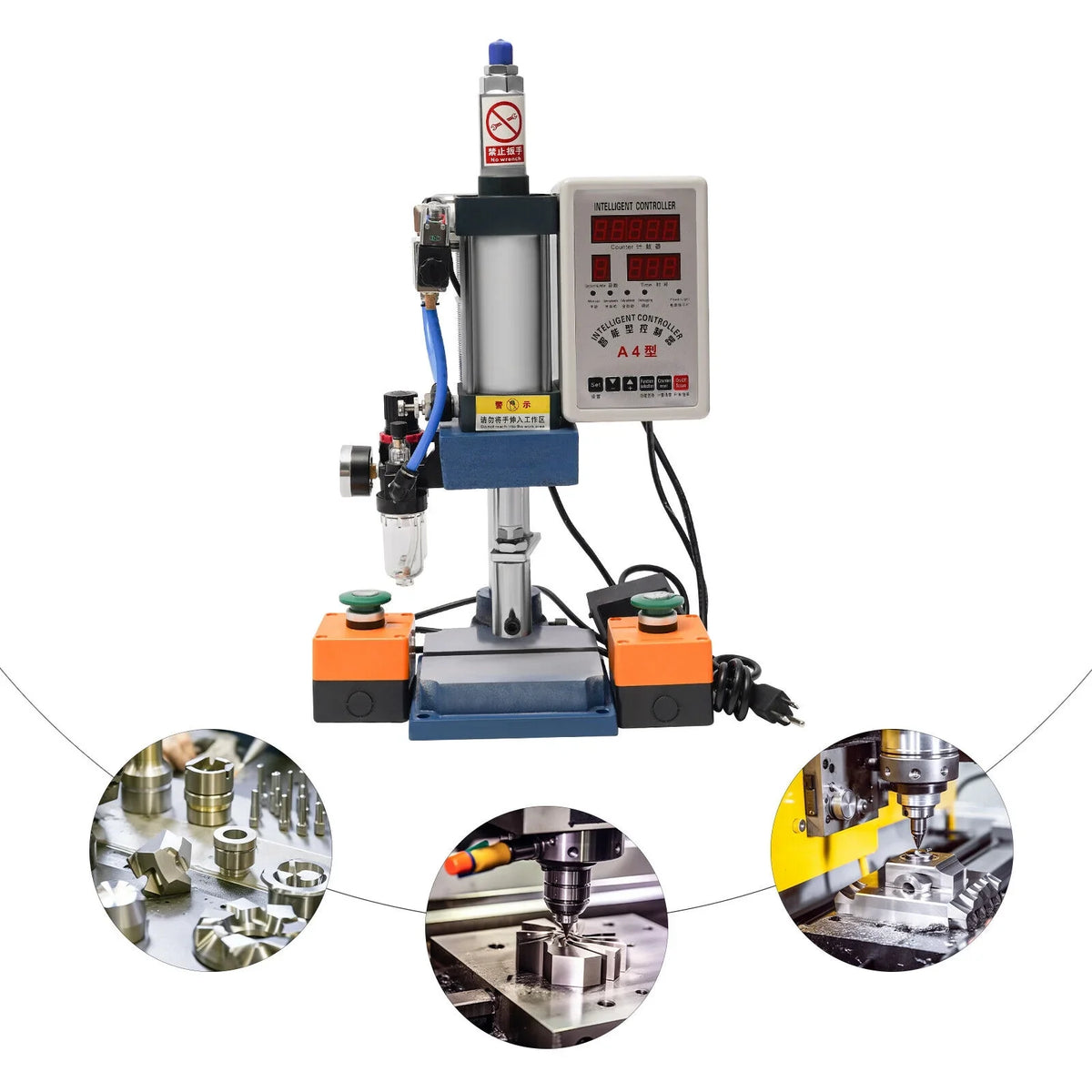 Adjustable with Punch Pneumatic Machine Press Equipment Controller, 440lb Digital New 4V210-8