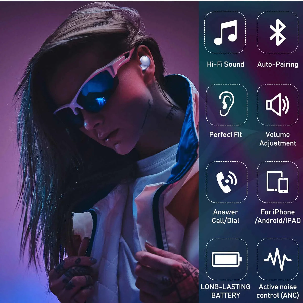 Included) Bluetooth Active True Purple UrbanX Case Charging Cancelling 7.0 Plum Noise (Wireless Buds Wireless Street Earbuds For Pro With Optimax