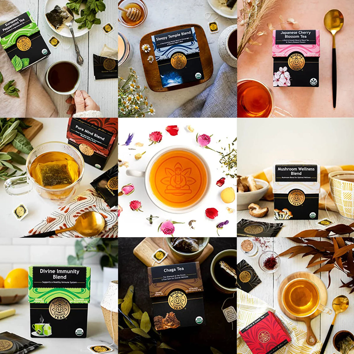 Detox Organic Antioxidant Boxes Herbal Tea 3 Teas Turmeric Bags Ginger Drink Buddha