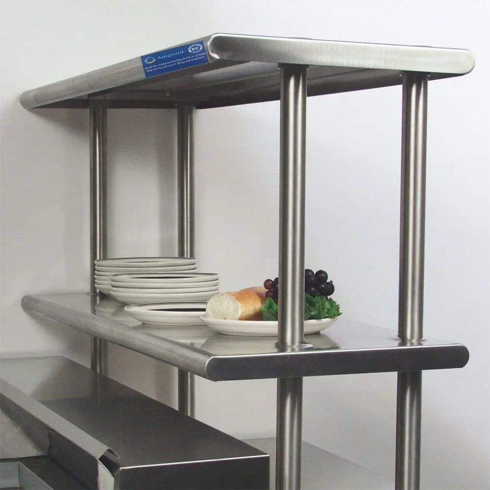 Two Stainless Shelving 30" Work Table Steel | Table Kitchen & With x Overshelf Shelves 72" Tier Double Wide 12" Prep Combo | Metal