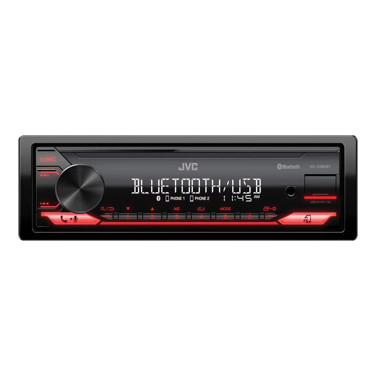 Car KD-X280BT with KD-X280BT Receiver In-Dash Media Single-DIN Digital Bluetooth, Unit, JVC