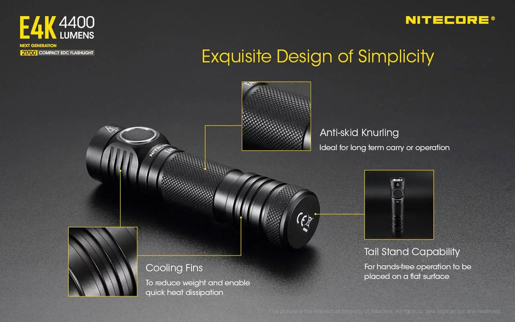 4400 NITECORE Lumens w/NTK05 - Small Next Knife E4K Folding Flashlight generation Combo: