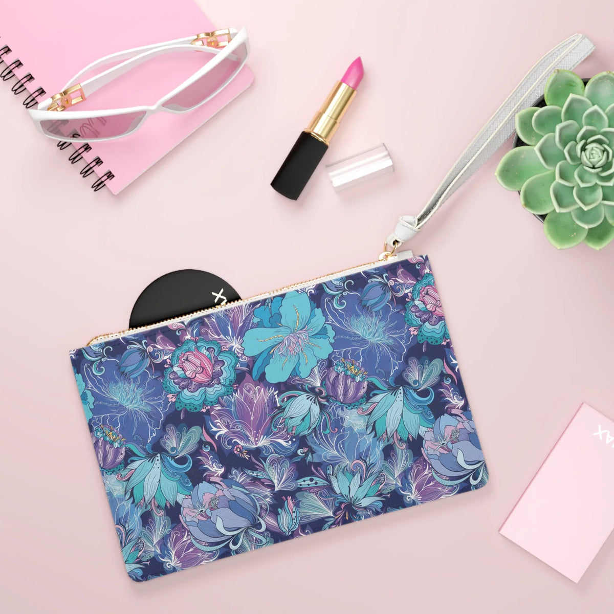 Clutch White Floral Fusion Navy, Purple, Bag