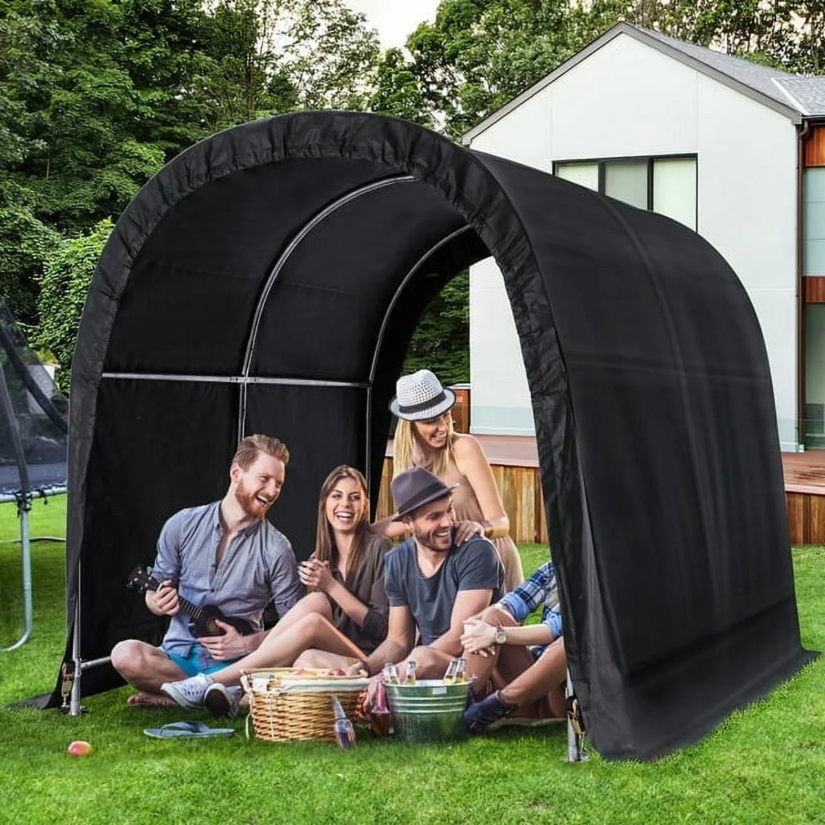 Duty Carport, for 7 Hommow 8 Heavy Shed, x Garden, FT exterior FT Black Garage Patio, Tool Tent, Storage Portable