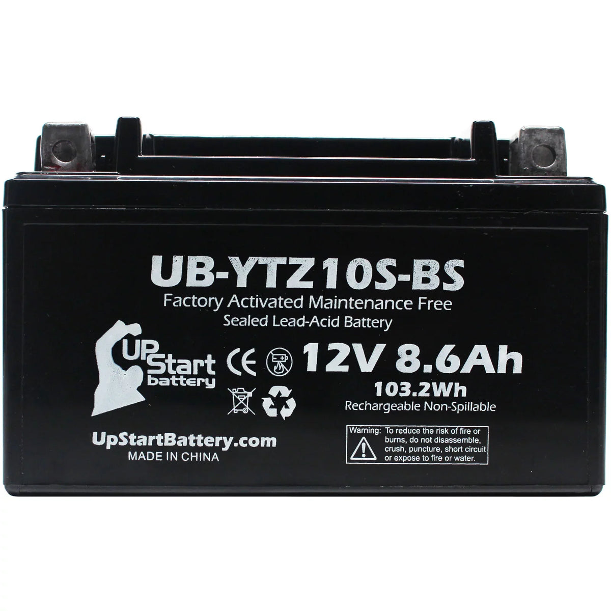 Free, Maintenance Replacement 12V, 250CC Scooter Battery Activated, 8.6Ah, 2011 UB-YTZ10S-BS - UpStart Maxam Factory Battery for 5-Pack Yamaha