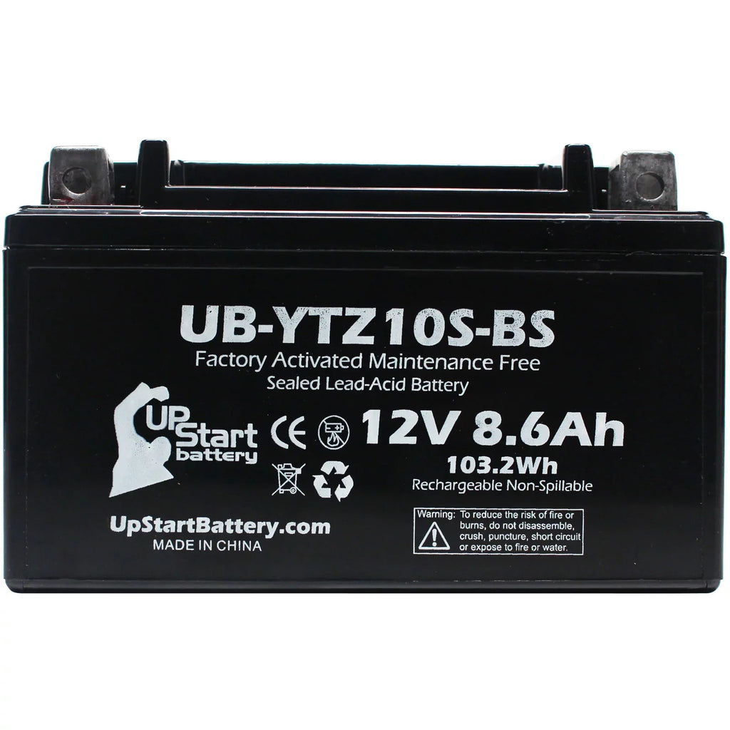 '- 12V, UB-YTZ10S-BS Battery Maintenance 8.6Ah, ATV Free, Factory Activated, YFM35R UpStart for 2010 Battery Replacement Yamaha 350CC Raptor 4-Pack