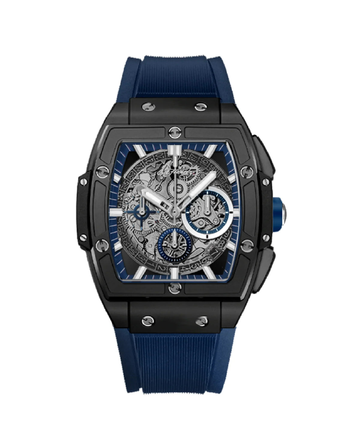 Men's Singles Navy/Silver Ed Analog Watch Strap Silicone Hardy
