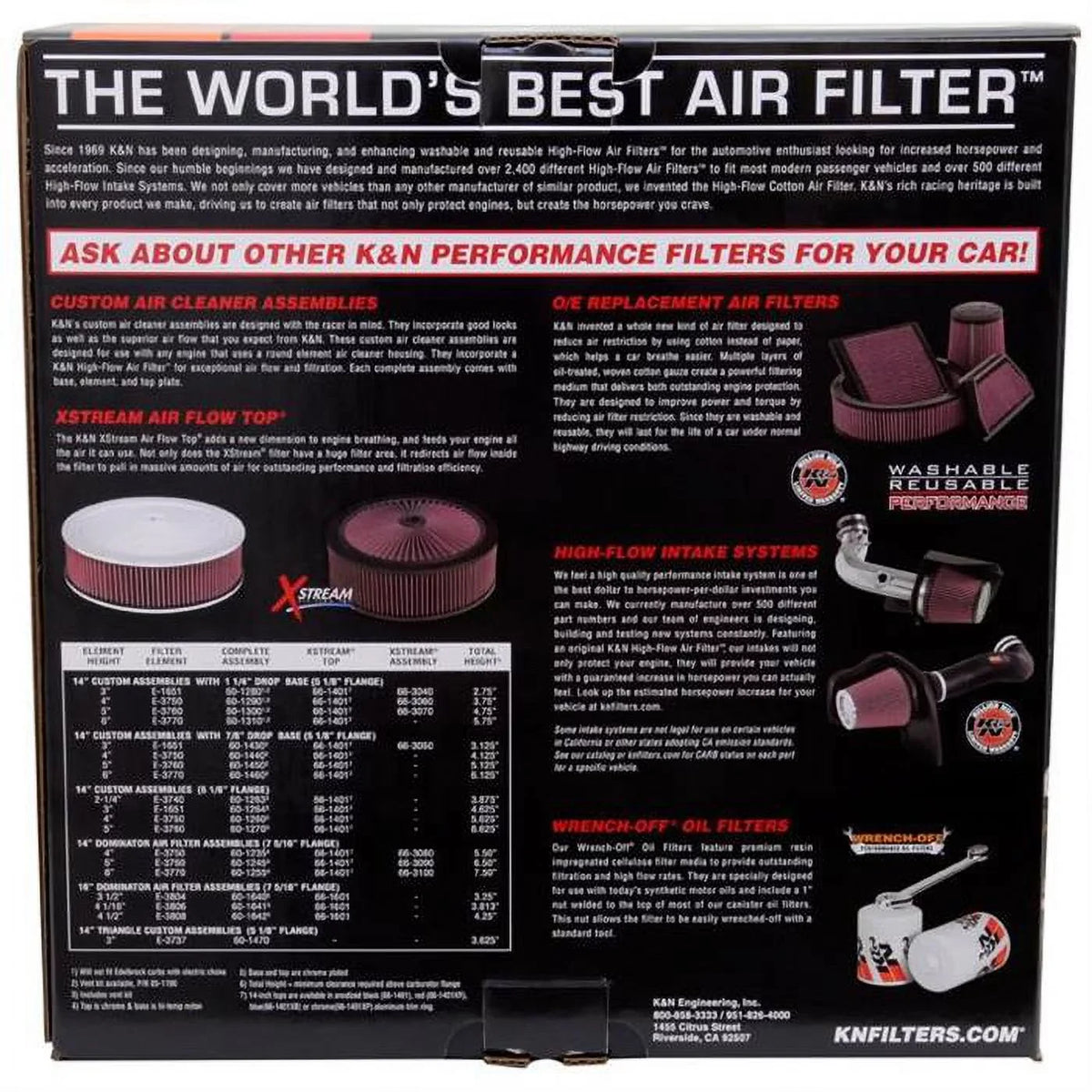 Air K&N Filters Cleaner Assembly Custom 60-1230