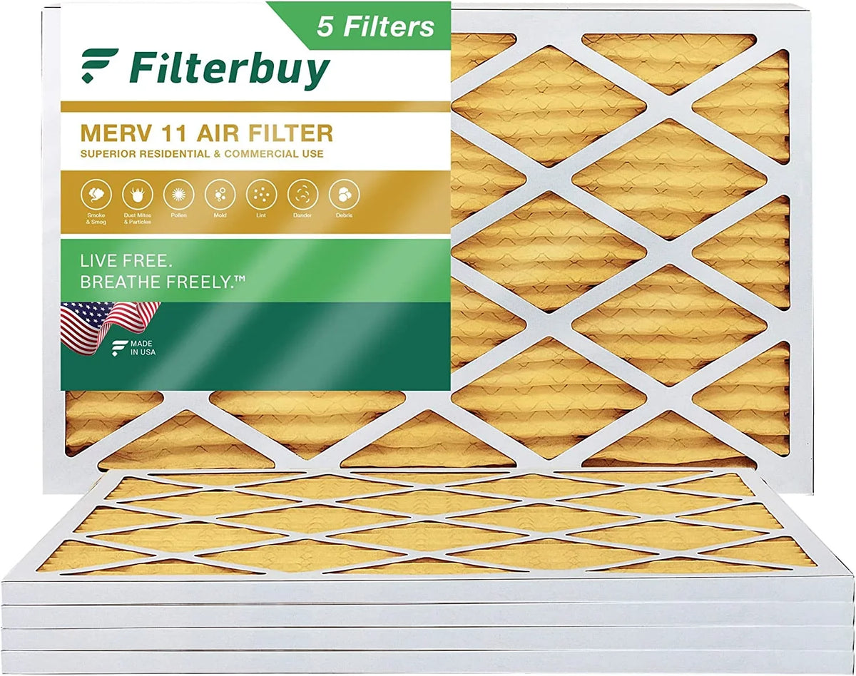 MERV 11 Air Filters 16x24x1 Pleated (5-Pack) Filterbuy Furnace HVAC AC
