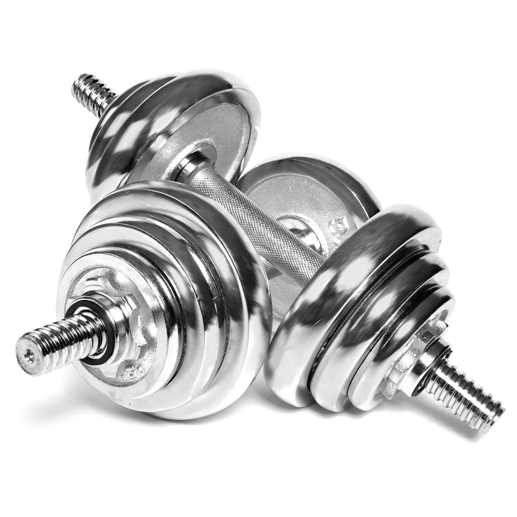 Dumbbell Household Set SAYFUT Fitness Exercise, Gym for Weight Barbells Silver Adjustable Detachable Dumbbells 66LB