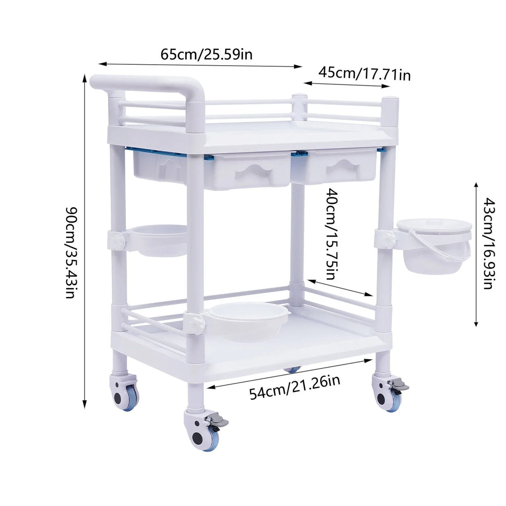 Hospital Spa Mobile Utility Clinic Rolling Salon 360°Rotate Beauty Spacious Salon Tier Cart Rolling Dental Trolley Trolley Beauty Cart, with Beauty Wheels for Trolley Spa 2