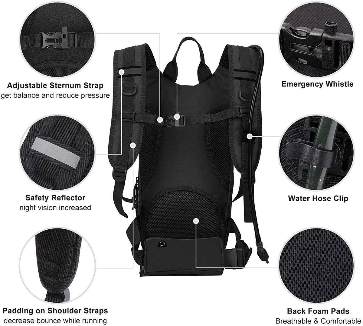 Cycling Backpack Hiking with Pack liquid Hydration Running Pocket Fits for Bag liquid liquid Thermal SKL Adjustable BPA Insulation, Women Biking 2L Men Bladder, Daypack Free Waist Military Tactical