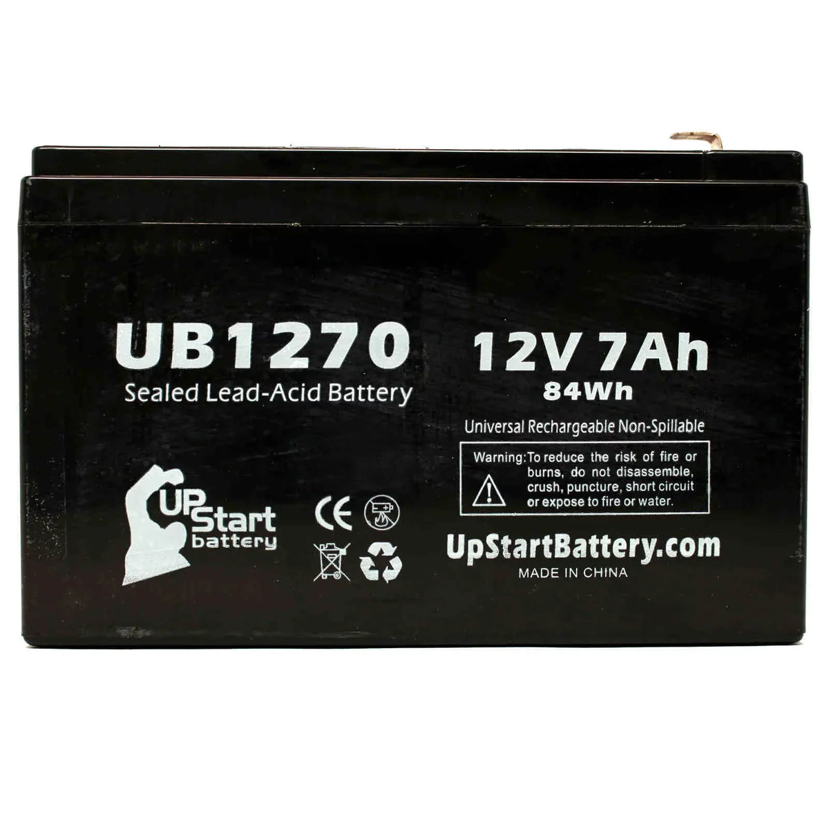 Adapters PCM200VR Terminal (12V, Compatible Lead Upsonic - 2x UB1270 AGM, 7Ah, F2 Sealed - - Battery 7000mAh, to Includes Replacement Battery 4 Terminal, F1 Pack Universal F1 SLA) Acid
