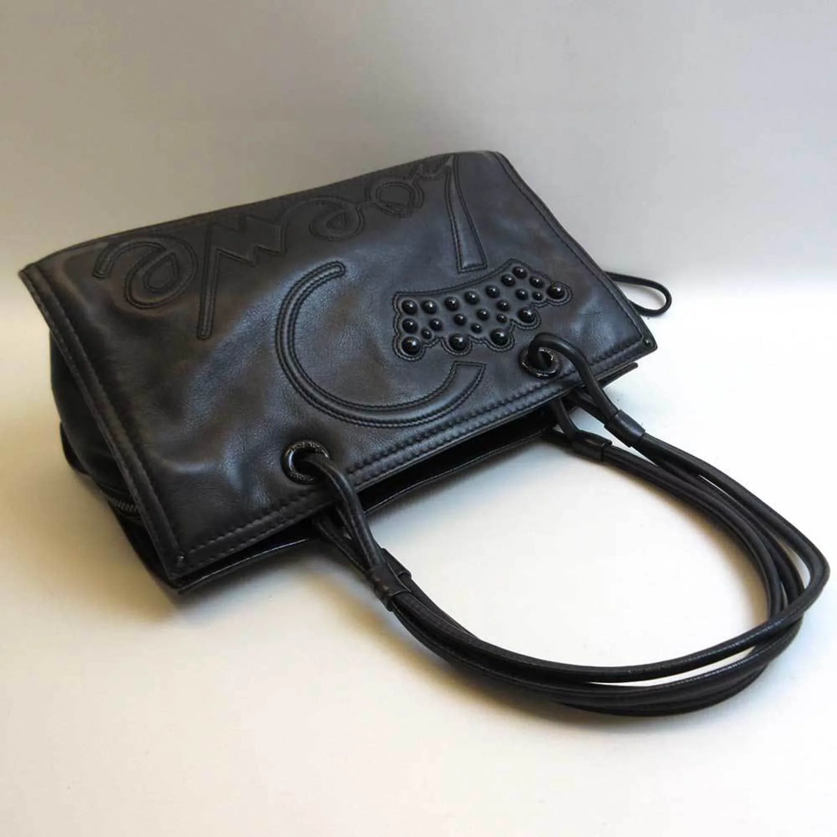 Bag Pre-Owned Black Semi-shoulder Shopper (Good) Women's Tote Loewe Leather