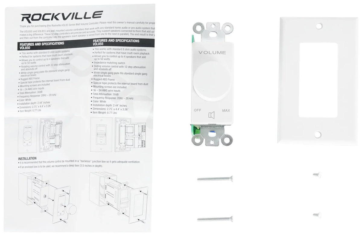 Stereo+8 Audio Rockville Home 4-Room Kit 8" White Controls Ceiling Speakers+Wall