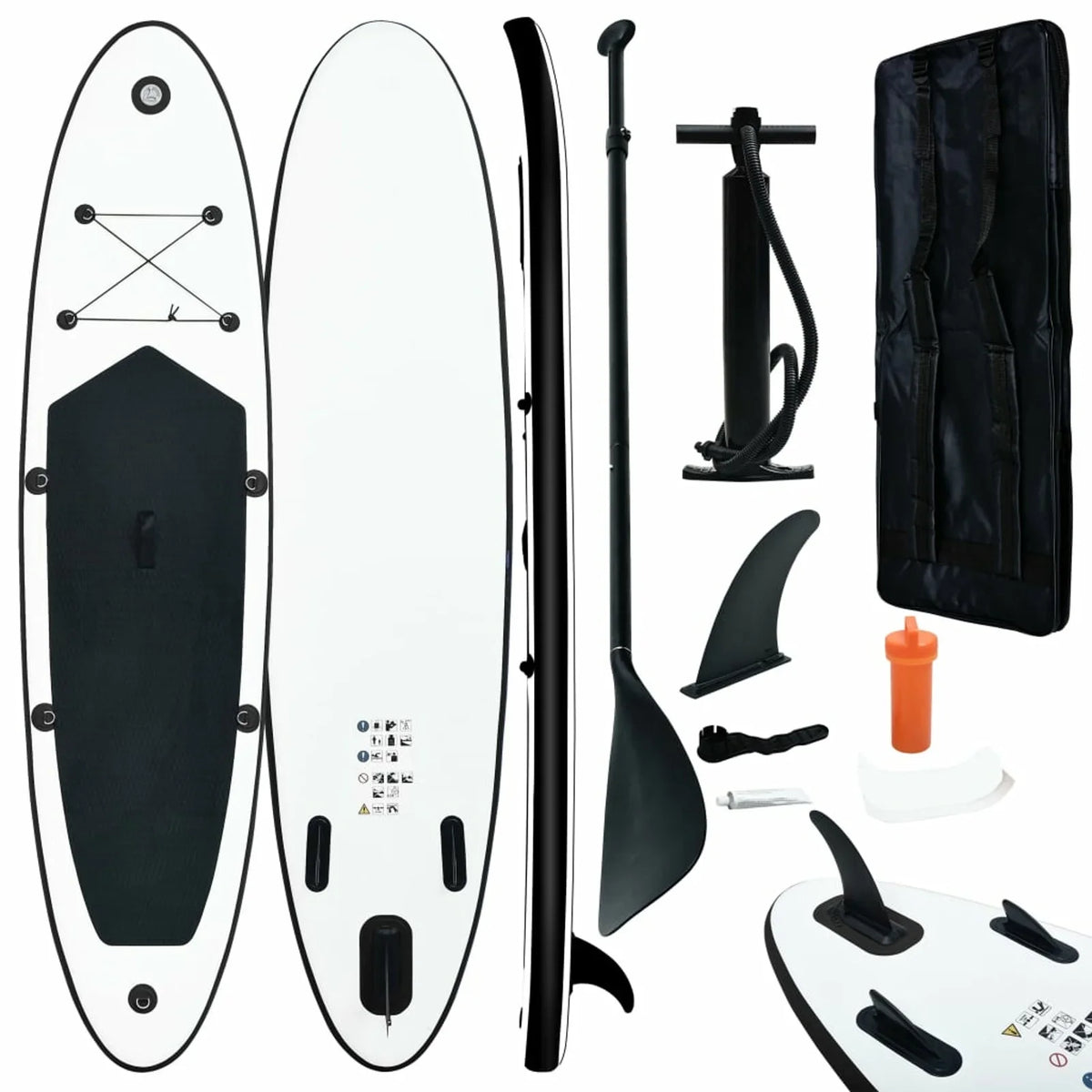 White OWSOO and Black Inflatable Set Board Paddle