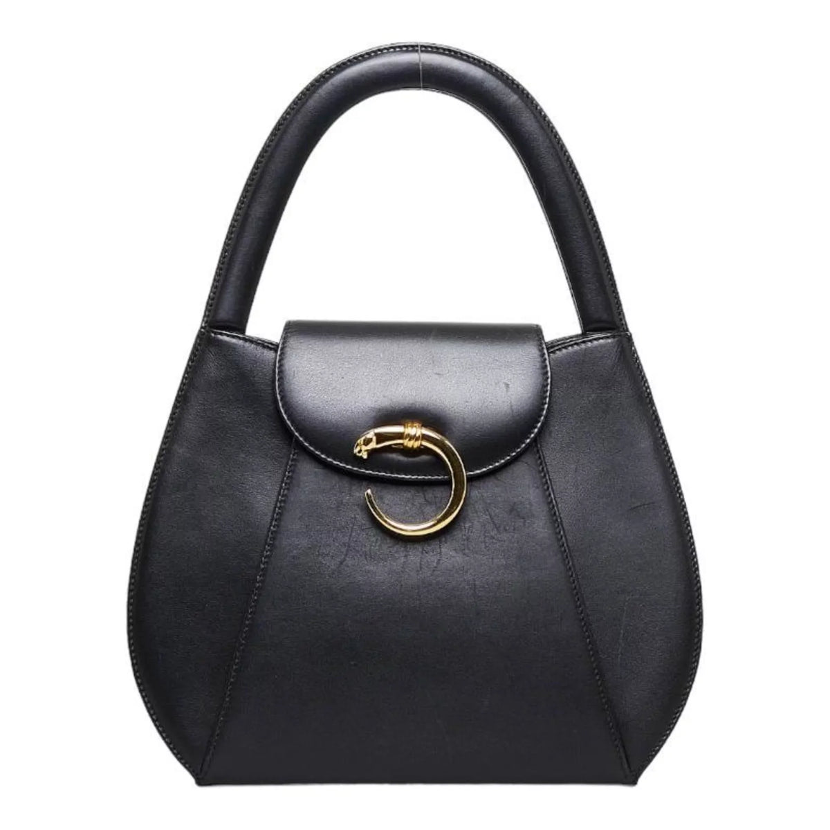 Pre-Owned gold (Good) handbag leather Panthère ladies CARTIER Cartier black