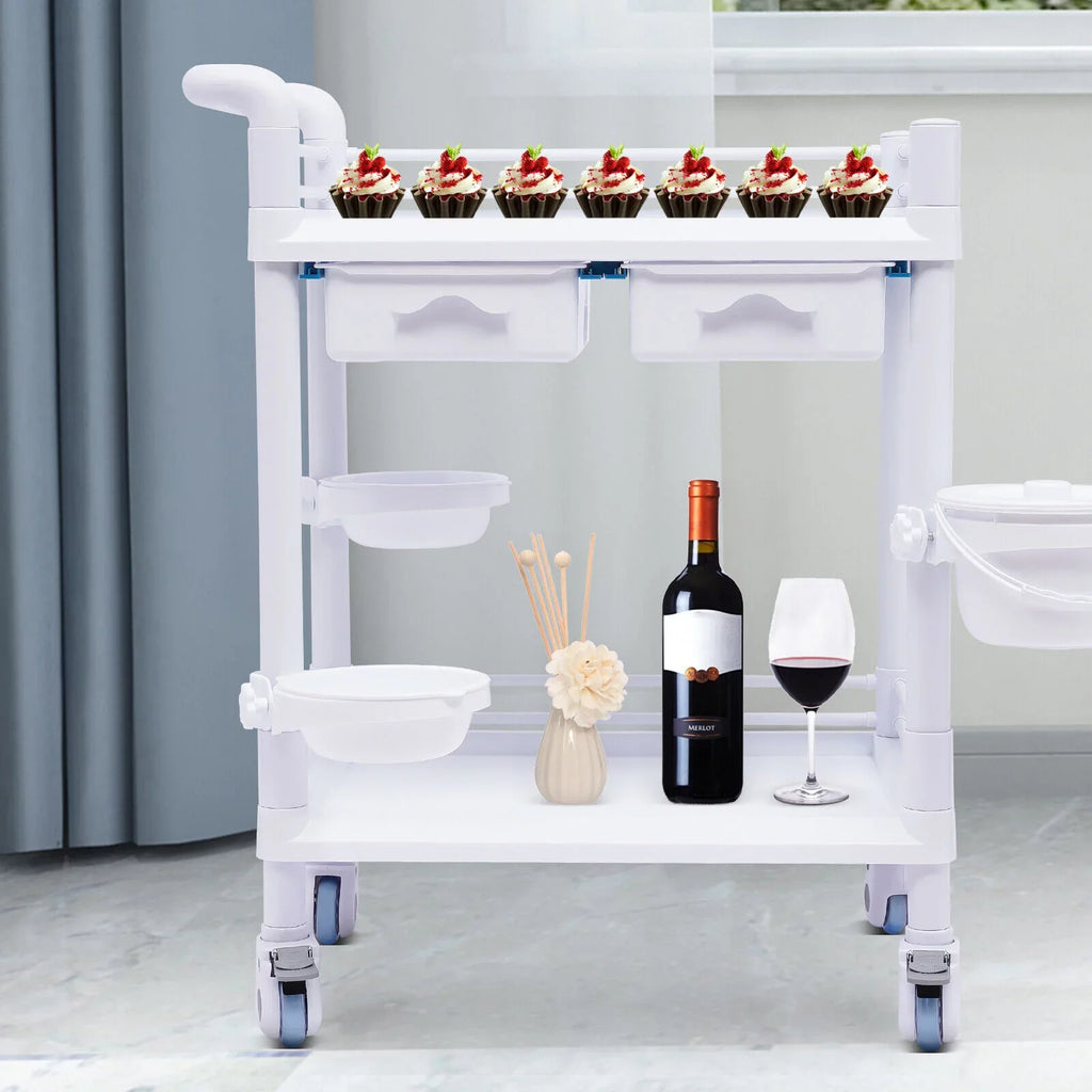 Hospital Spa Mobile Utility Clinic Rolling Salon 360°Rotate Beauty Spacious Salon Tier Cart Rolling Dental Trolley Trolley Beauty Cart, with Beauty Wheels for Trolley Spa 2