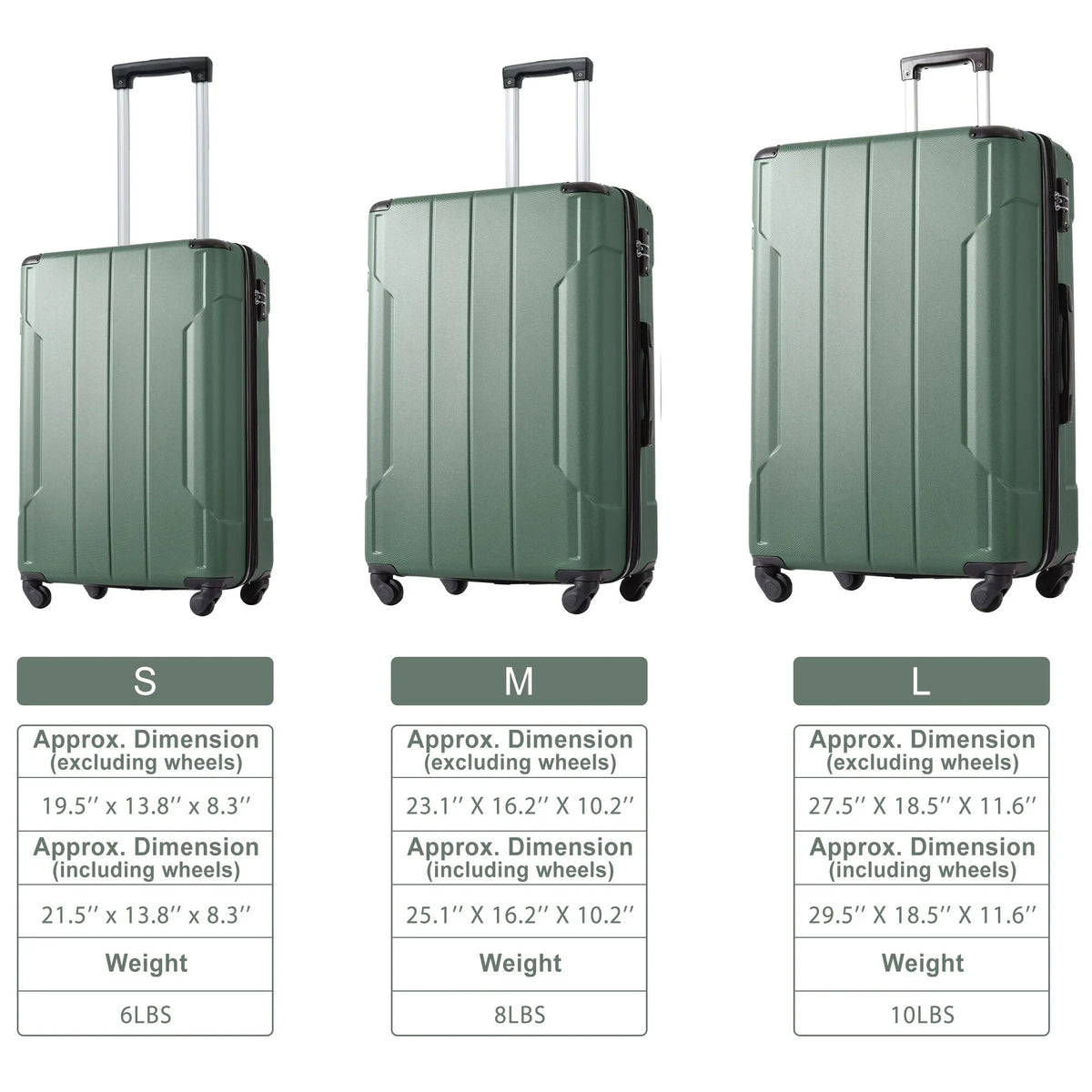 Expandable 24'' Hardshell Carry ABS Luggage TSA with Lock On Suitcase