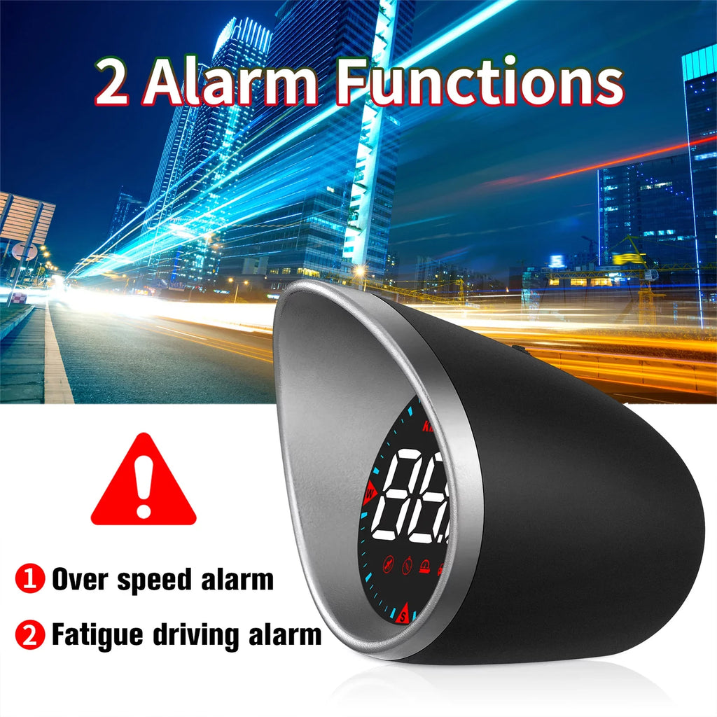 Display Display Mileage, Compass Head-up Car Alarm Alarm Overspeed Digital and Speedometer Driving Car HUD Driving Fatigue Angle,