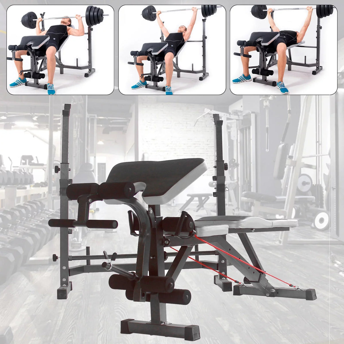 Developer Stock and Press Crunch Workout Leg Olympic Bench, Body Equipment Handle Workouts, Preacher US Home Weight Home for Workouts Bench with At Curl, Champ for