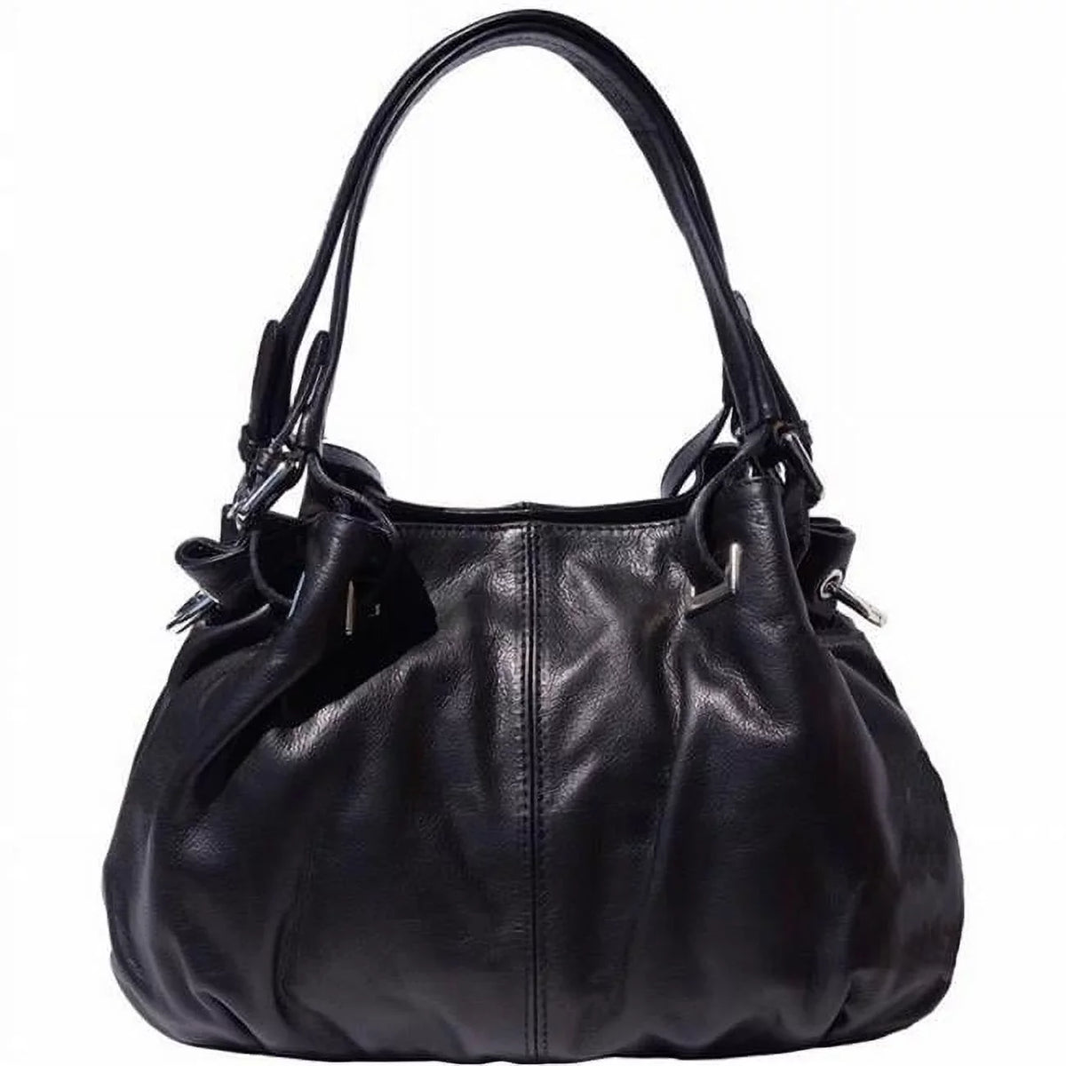 Leather Shoulder Womens Handbag, Black Luxury Valentina