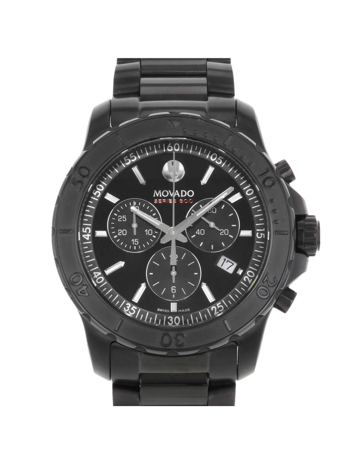 Coated PVD (Good) 800 Black Pre-Owned Quartz Steel Watch Movado 2600119 Series