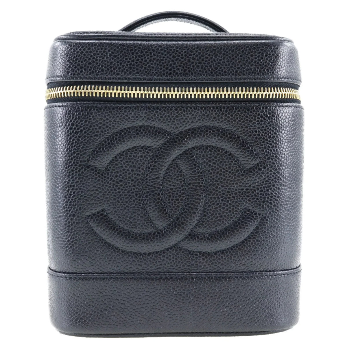 Black Skin (Good) Made in Handbag Vanity Coco Zipper Matte Ladies Pre-Owned Caviar Mark France