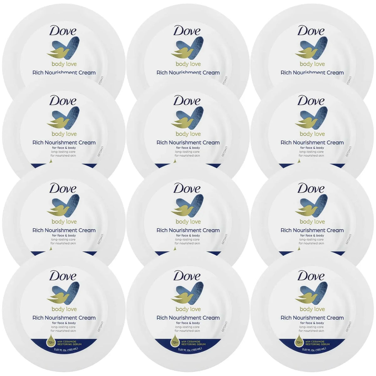 & 72-Hour Body Dove Of Moisturizing Extremely Rich Nourishment Skin, Face, Hand For 12) Fast-Absorbing 5.07 Cream, Body Lotion (Pack Ceramide Dry Serum, Love Cream Oz Fl With