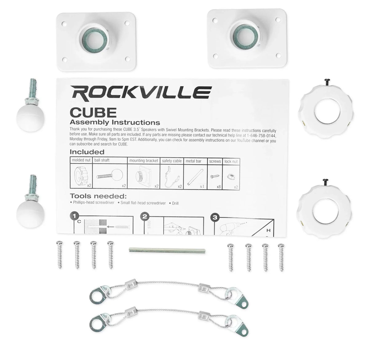 Mount Swivel Speakers Wall 70v Commercial 4 Cube Rockville Restaurant 3.5" White