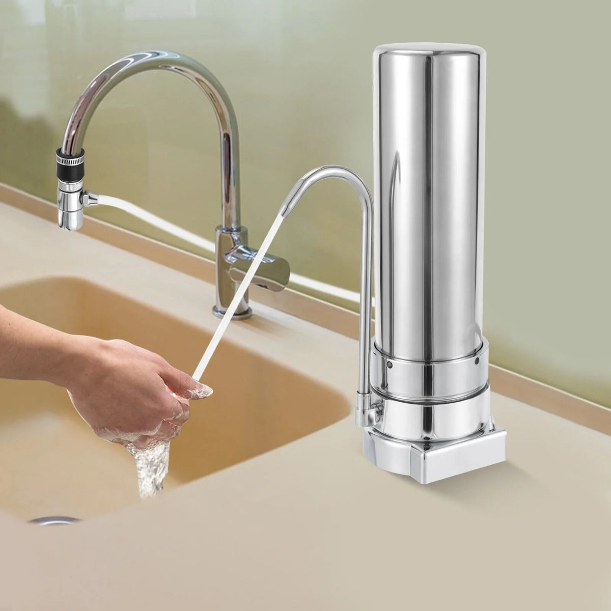 System Sink Tap Stainless Filter Filter Filtration liquid Silver Countertop Drinking
