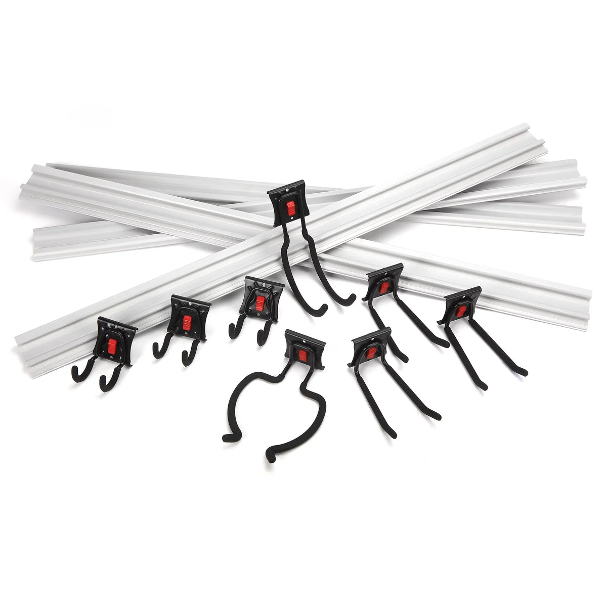 Snap 12-Piece Tough Hyper Organizer Quick-Release Kit Rail Garage System