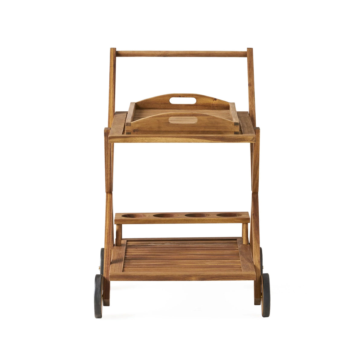 Indoor/exterior Studio Cart, Bar Kenilworth Wood Tiered GDF Natural Acacia 2