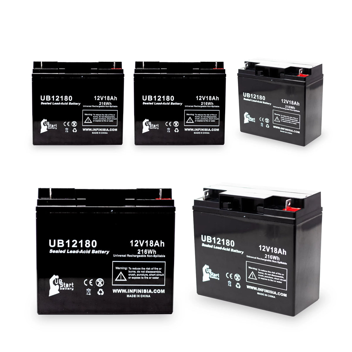 Acid SLA) (12V, Terminal, Sealed UB12180 18Ah, Lead AGM, Compatible 5x Pack CF12V18 T4 PICHER EAGLE - Battery BATTERIES 18000mAh, Battery - Replacement Universal